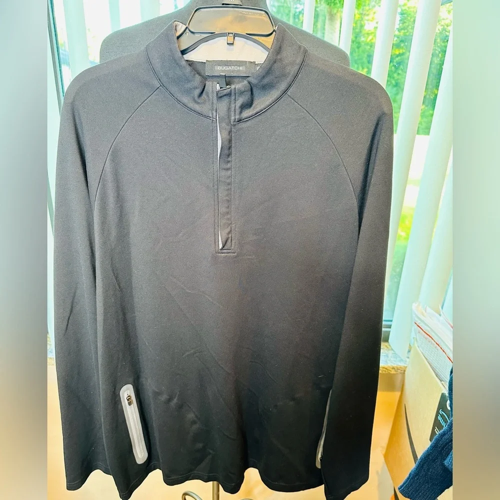 Bugatchi Solid Quarter Zip Mock Neck Pullover Mens Size XL